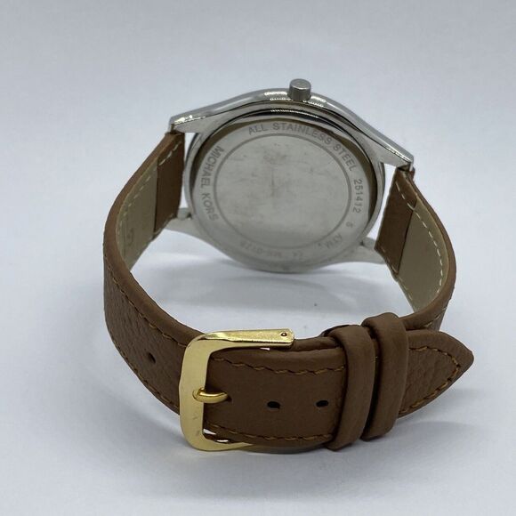 Michael Kors Runway MK-3178 Women's Brown Leather Analog Silver Dial Watch EY103 - Picture 10 of 12